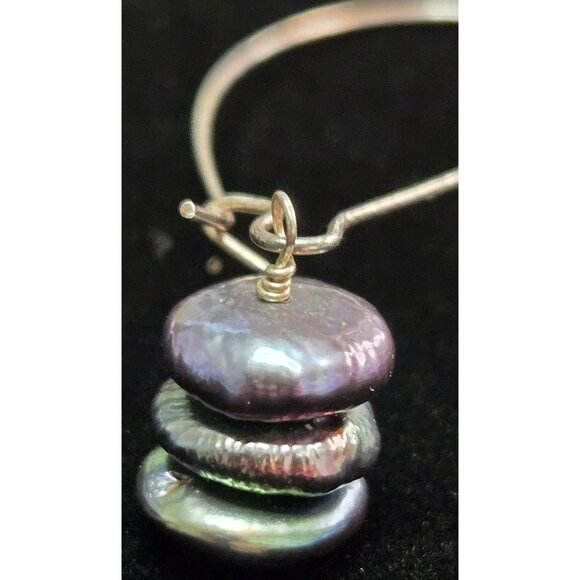 Vintage Black Pearls Sterling Silver Earrings - Picture 3 of 4